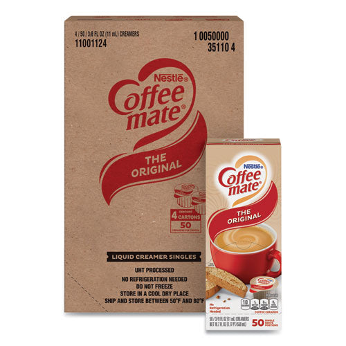 Liquid Coffee Creamer, Original, 0.38 Oz Mini Cups, 50/box, 4 Boxes/carton, 200 Total/carton