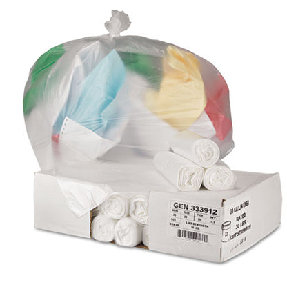 High-density Can Liners, 33 Gal, 9 Mic, 33" X 39", Natural, 25 Bags/roll, 20 Rolls/carton