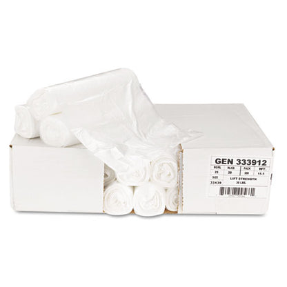 High-density Can Liners, 33 Gal, 9 Mic, 33" X 39", Natural, 25 Bags/roll, 20 Rolls/carton