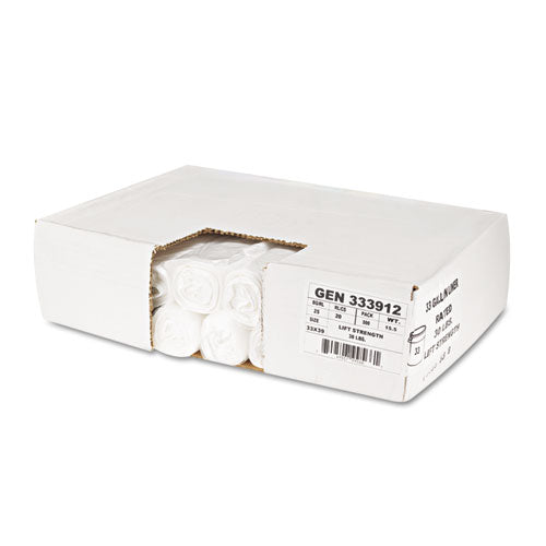 High-density Can Liners, 33 Gal, 9 Mic, 33" X 39", Natural, 25 Bags/roll, 20 Rolls/carton