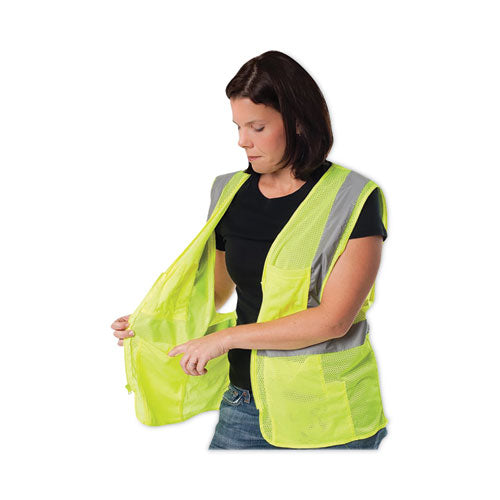 Ansi Class 2 Two-pocket Zipper Mesh Safety Vest, 2x-large, Hi-viz Lime Yellow