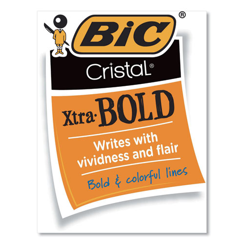 Cristal Xtra Bold Ballpoint Pen, Stick, Bold 1.6 Mm, Blue Ink, Clear Barrel, 24/pack