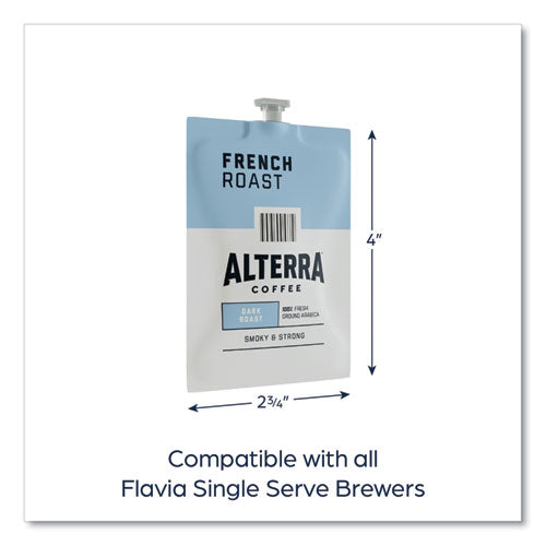 Alterra French Roast Coffee Freshpack, French Roast, 0.32 Oz Pouch, 100/carton