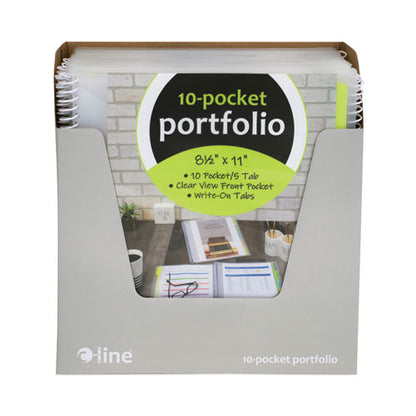 10-pocket Poly Portfolio With Write-on Tabs, 8.5 X 11, Clear/clear