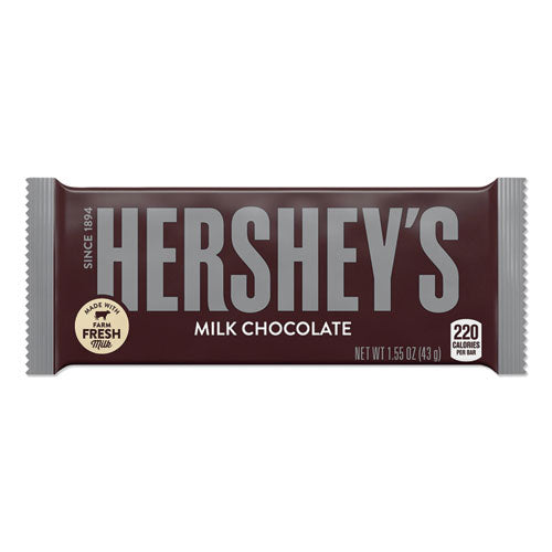 Chocolate Bars, Milk Chocolate, 55.8 Oz, 36/box