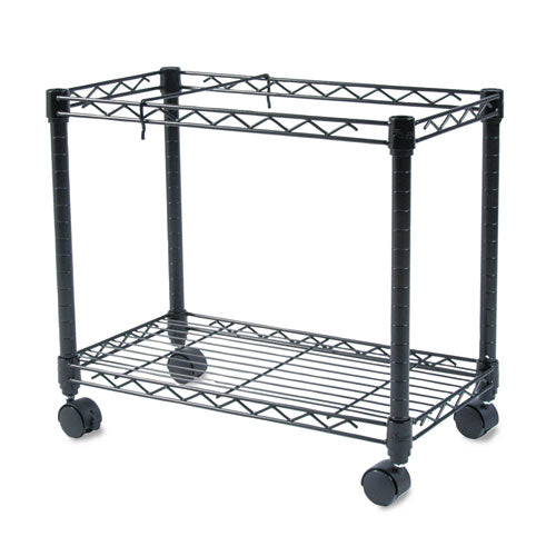 High-capacity Rolling File Cart, Metal, 1 Shelf, 2 Bins, 24" X 14" X 20.5", Black