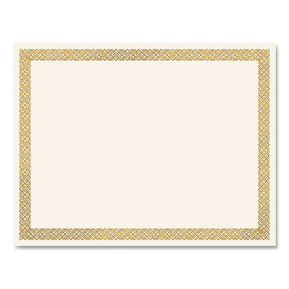 Foil Border Certificates, 8.5 X 11, Ivory/gold With Gold Braided Border, 15/pack