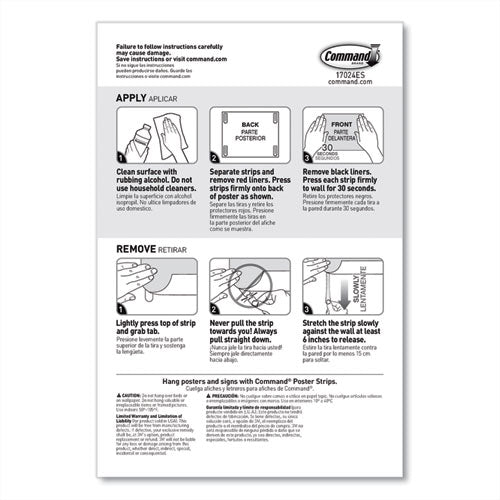 Poster Strips, Removable, Holds Up To 1 Lb Per Pair, Small, 0.63 X 1.75, White, 104/pack