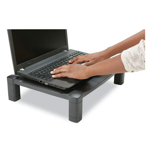 Adjustable Rectangular Monitor Stand, 17" X 13" X 3.75" To 5.75", Black, Supports 22 Lbs