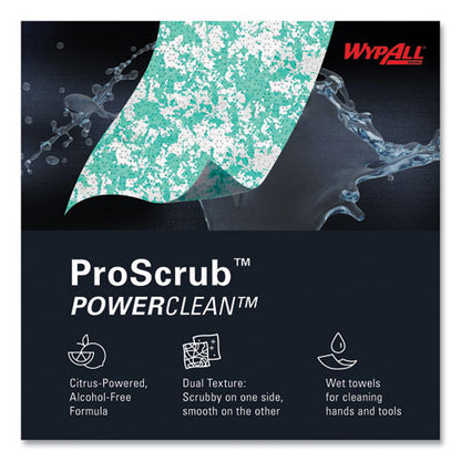 Power Clean Proscrub Pre-saturated Wipes, 12 X 9.5, Citrus Scent, Green, 75/pack, 6 Packs/carton