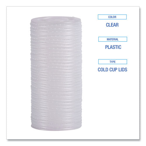 Deerfield Cold Cup Lids, Fits 12 Oz To 20 Oz Cups, Clear, Plastic, 50/pack, 20 Packs/carton