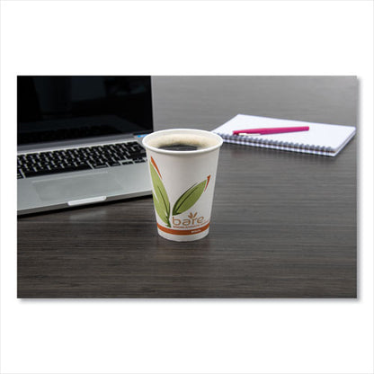 Bare Eco-forward Recycled Content Pcf Paper Hot Cups, Proplanet Seal, 12 Oz, Green/white/beige, 1,000/carton