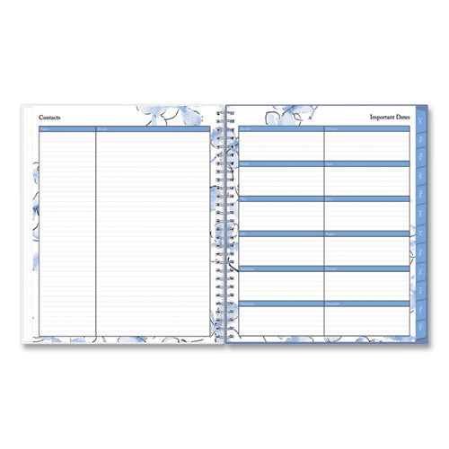 Lindley Monthly Planner, Lindley Floral Artwork, 10 X 8, White/blue/green Cover, 12-month (jan To Dec): 2024