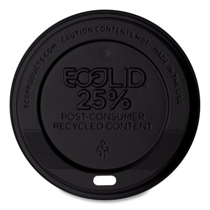 Ecolid 25% Recycled Content Hot Cup Lid, Black, Fits 10 Oz To 20 Oz Cups, 100/pack, 10 Packs/carton