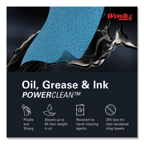 Power Clean Oil, Grease And Ink Cloths, Pop-up Box, 8.8 X 16.8, Blue, 100/box, 5/carton