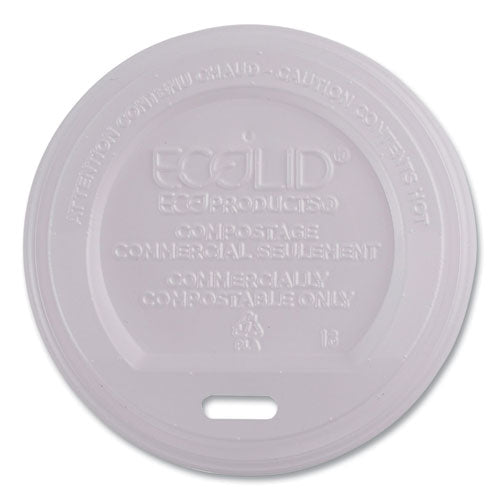 Ecolid Renewable/compostable Hot Cup Lids, Pla, Fits 8 Oz Hot Cups, 50/packs, 16 Packs/carton