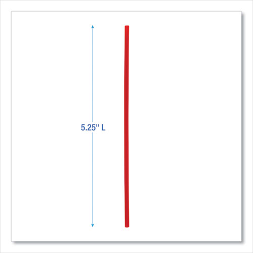 Single-tube Stir-straws,5.25", Polypropylene, Red, 1,000/pack, 10 Packs/carton