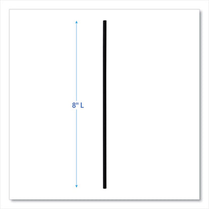 Cocktail Straws, 8", Polypropylene, Black, 5,000/carton