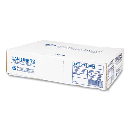 High-density Commercial Can Liners, 4 Gal, 6 Mic, 17" X 18", Clear, 50 Bags/roll, 40 Perforated Rolls/carton