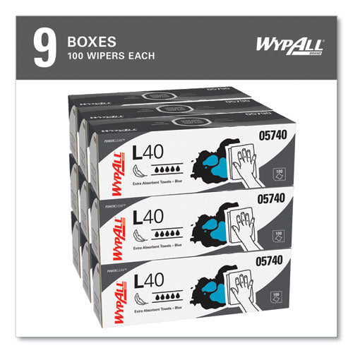 L40 Towels, Pop-up Box, 9.8 X 16.4, Blue, 100/box, 9 Boxes/carton