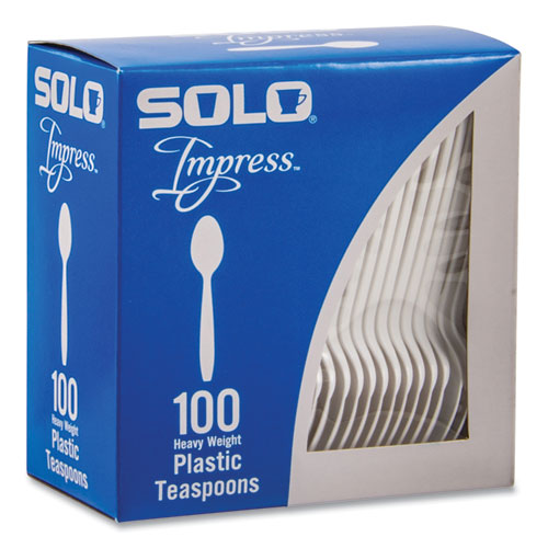 Impress Heavyweight Full-length Polystyrene Cutlery, Teaspoon, White, 100/box, 10 Boxes/carton