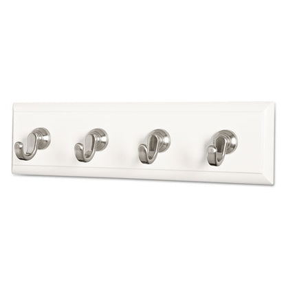 Decorative Key Rail, Plastic, Quartz/silver, 8 X 1.5 X 2.13, 4 Hooks/pack