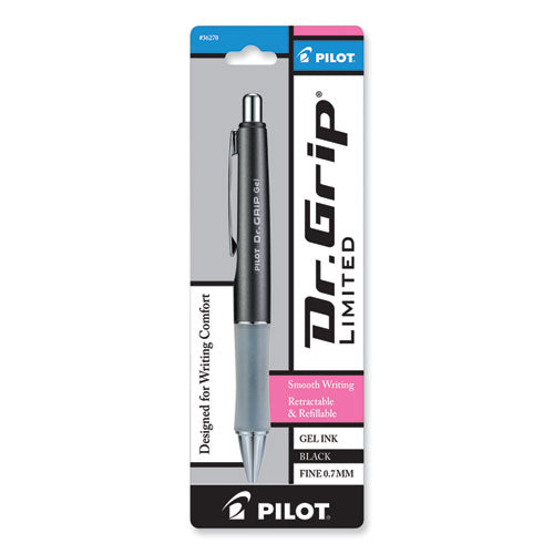 Dr. Grip Limited Gel Pen, Retractable, Fine 0.7 Mm, Black Ink, Charcoal Gray Barrel