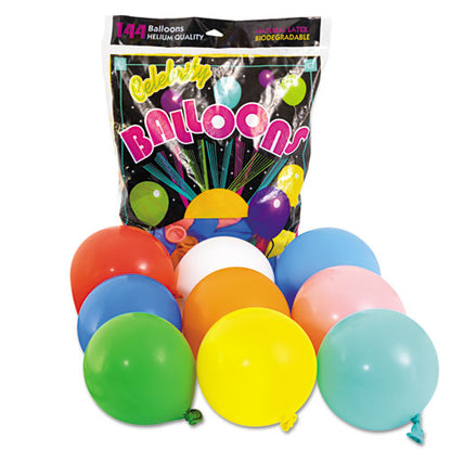 Balloons, 12", Helium Quality Latex, 12 Assorted Colors, 144/pack