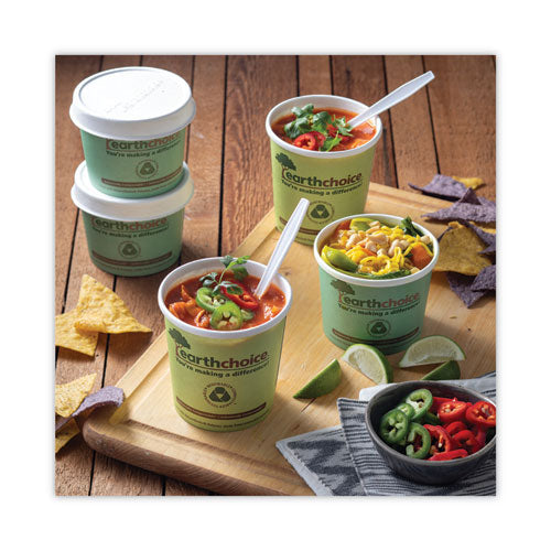 Earthchoice Compostable Soup Cup Lid, For 8-16 Oz Soup Cups, 4" Diameter, White, Sugarcane, 500/carton