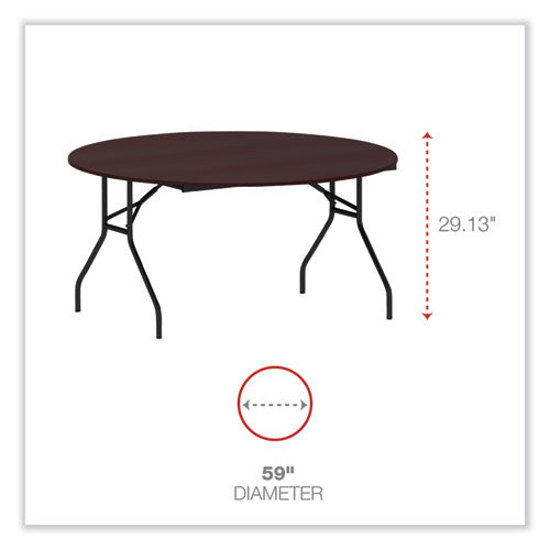 Round Wood Folding Table, 59" Diameter X 29.13h, Mahogany