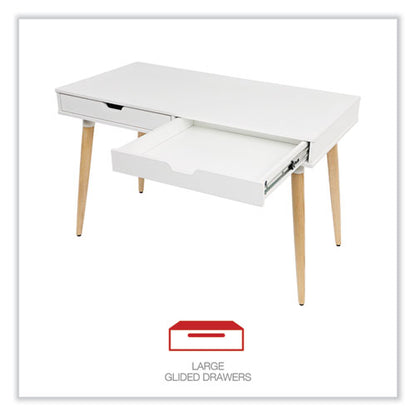 Scandinavian Writing Desk, 47.24" X 23.62" X 29.53", White/beigewood