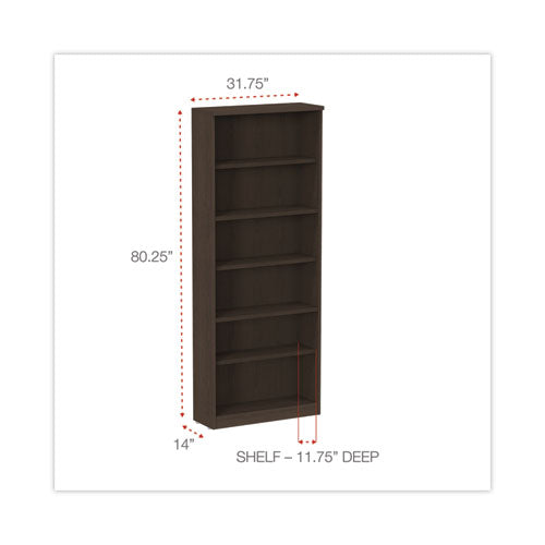 Alera Valencia Series Bookcase, Six-shelf, 31.75w X 14d X 80.25h, Espresso