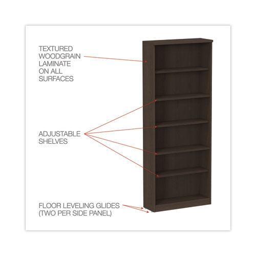 Alera Valencia Series Bookcase, Six-shelf, 31.75w X 14d X 80.25h, Espresso