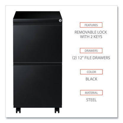 File Pedestal With Full-length Pull, Left Or Right, 2 Legal/letter-size File Drawers, Black, 14.96" X 19.29" X 27.75"