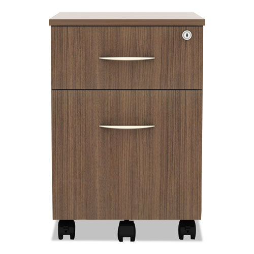 Alera Valencia Series Mobile Pedestal, Left/right, 2-drawers: Box/file, Legal/letter, Modern Walnut, 15.88" X 19.13" X 22.88"