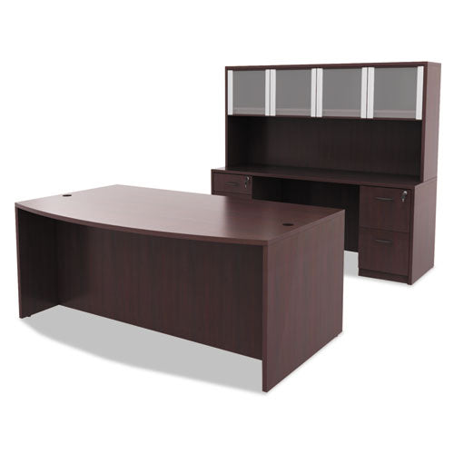 Alera Valencia Series Bow Front Desk Shell, 71" X 41.38" X 29.63", Mahogany