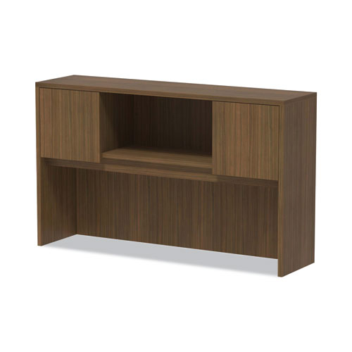 Alera Valencia Series Hutch With Doors, 4 Compartments, 58.88w X 15d X 35.38h, Modern Walnut