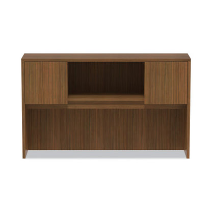 Alera Valencia Series Hutch With Doors, 4 Compartments, 58.88w X 15d X 35.38h, Modern Walnut