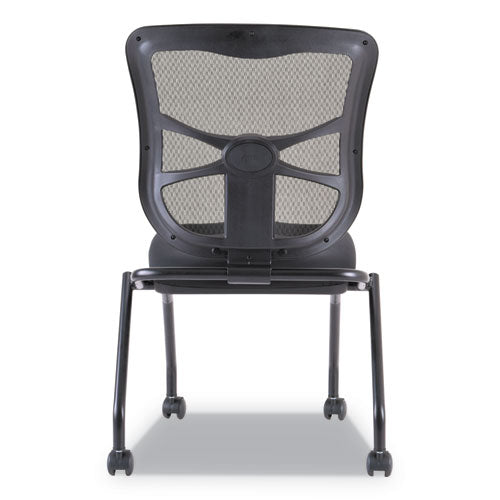 Alera Elusion Mesh Nesting Chairs, Supports Up To 275 Lb, 18.1" Seat Height, Black Seat, Black Back, Black Base, 2/carton