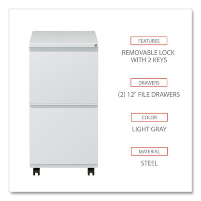 File Pedestal With Full-length Pull, Left Or Right, 2 Legal/letter-size File Drawers, Light Gray, 14.96" X 19.29" X 27.75"