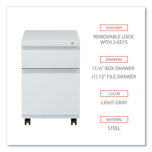 File Pedestal With Full-length Pull, Left Or Right, 2-drawers: Box/file, Legal/letter, Light Gray, 14.96" X 19.29" X 21.65"