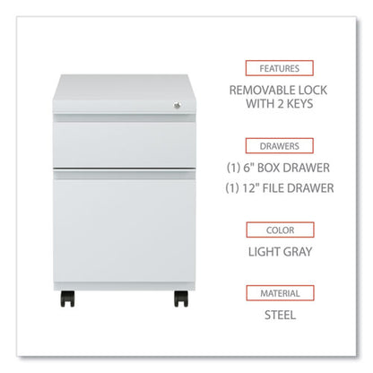 File Pedestal With Full-length Pull, Left Or Right, 2-drawers: Box/file, Legal/letter, Light Gray, 14.96" X 19.29" X 21.65"