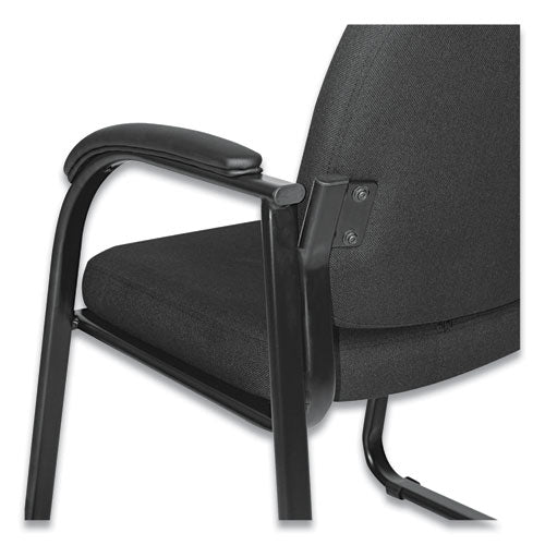 Alera Genaro Series Fabric Half-back Sled Base Guest Chair, 25" X 24.80" X 33.66", Black Seat, Black Back, Black Base