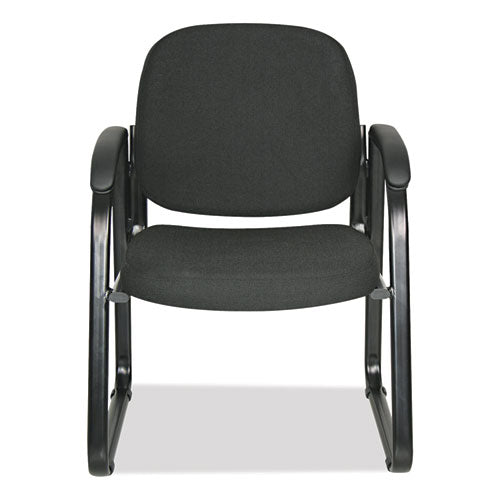 Alera Genaro Series Fabric Half-back Sled Base Guest Chair, 25" X 24.80" X 33.66", Black Seat, Black Back, Black Base