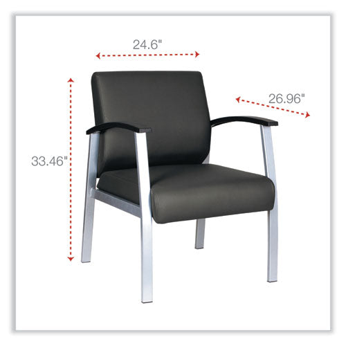 Alera Metalounge Series Mid-back Guest Chair, 24.6" X 26.96" X 33.46", Black Seat, Black Back, Silver Base