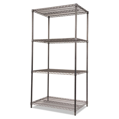 Wire Shelving Starter Kit, Four-shelf, 36w X 24d X 72h, Black Anthracite