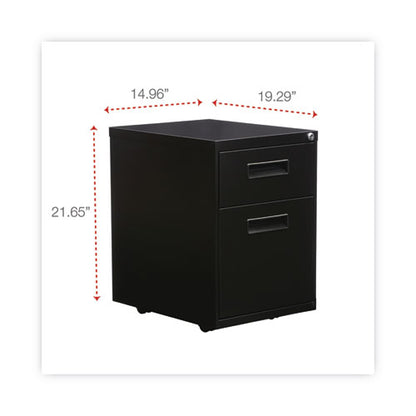 File Pedestal, Left Or Right, 2-drawers: Box/file, Legal/letter, Black, 14.96" X 19.29" X 21.65"