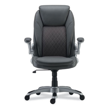 Alera Leithen Bonded Leather Midback Chair, Supports Up To 275 Lb, Gray Seat/back, Silver Base