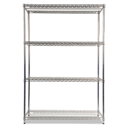 Nsf Certified Industrial Four-shelf Wire Shelving Kit, 48w X 18d X 72h, Silver