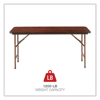 Wood Folding Table, Rectangular, 59.88w X 17.75d X 29.13h, Mahogany